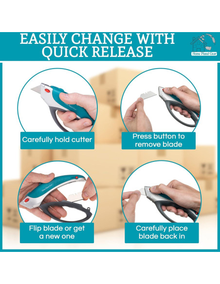 Cortador de Cajas Retráctil Home Planet Gear - Ergonómico Azul