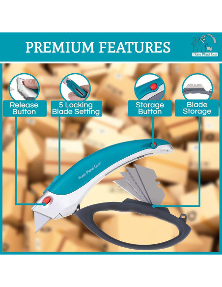 Cortador de Cajas Retráctil Home Planet Gear - Ergonómico Azul