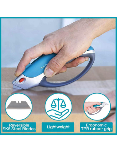 Cortador de Cajas Retráctil Home Planet Gear - Ergonómico Azul