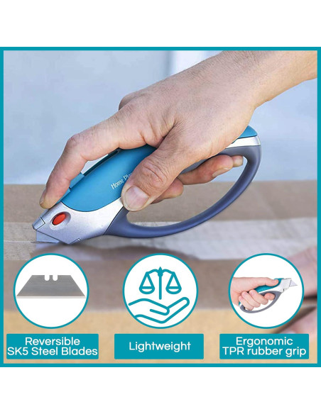 Cortador de Cajas Retráctil Home Planet Gear - Ergonómico Azul