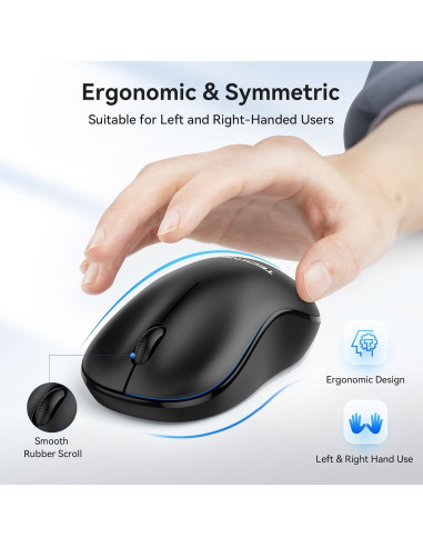 Ratón Inalámbrico TECKNET Pequeño Ergonómico 2.4G Negro