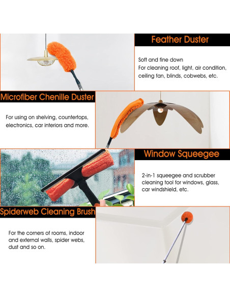 Kit de limpieza Buyplus 6 m, plumero extensible y limpiador de ventanas