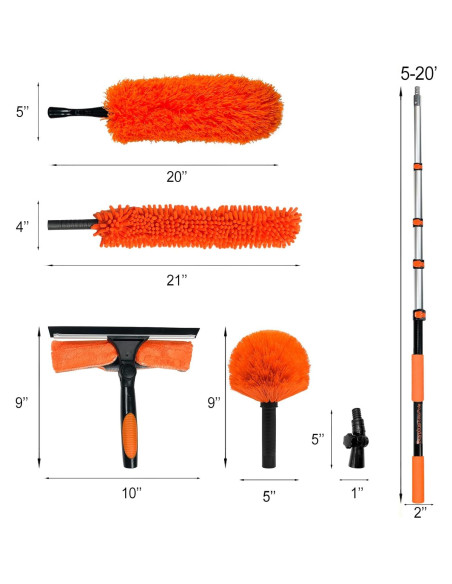Kit de limpieza Buyplus 6 m, plumero extensible y limpiador de ventanas