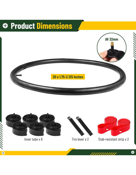 Cámaras de Aire Yeesport 20/24/26" x 1.75-2.125" MTB 6 Pack Cámaras de Aire Yeesport 20/24/26" x 1.75-2.125" MTB 6 Pack