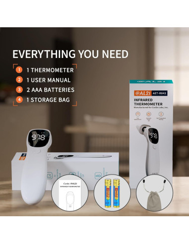 Termómetro Digital Infrarrojo AL21 para Frente y Oído - Rápido y Preciso