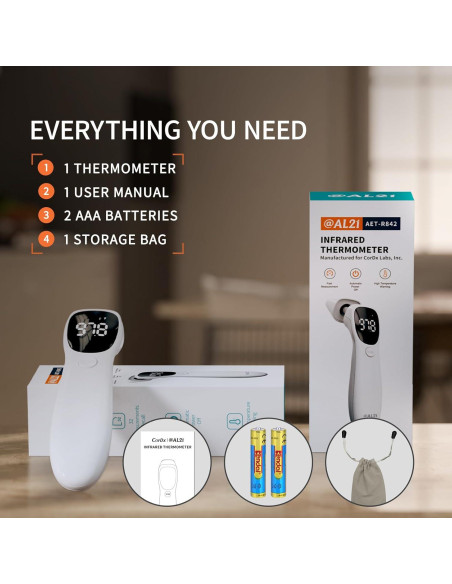 Termómetro Digital Infrarrojo AL21 para Frente y Oído - Rápido y Preciso