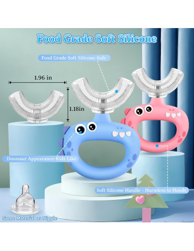 Cepillo de Dientes Infantil U Guía 360 Silicona Suave 2 PCS