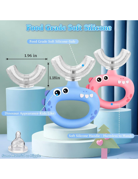 Cepillo de Dientes Infantil U Guía 360 Silicona Suave 2 PCS
