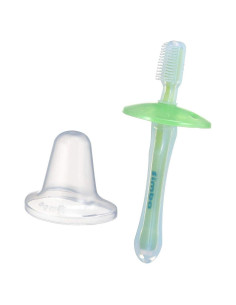 Cepillo de Dientes de Silicona Simba Verde con Cerdas Suaves