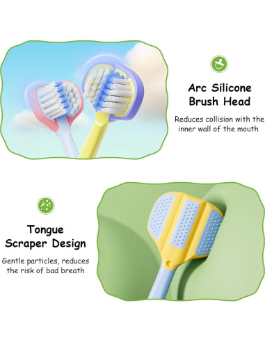 Cepillo de Dientes 3 Lados PANIMOSI para Niños 1-12 Años