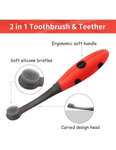 Cepillo de Dientes Mombella Mariquita Silicona Bebés 6+ Meses