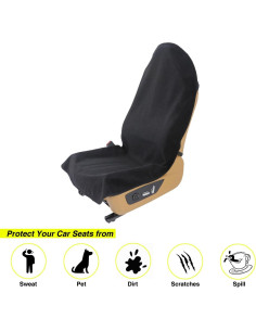 Cubierta de Asiento de Coche Impermeable VSHIELD Negra Universal 2