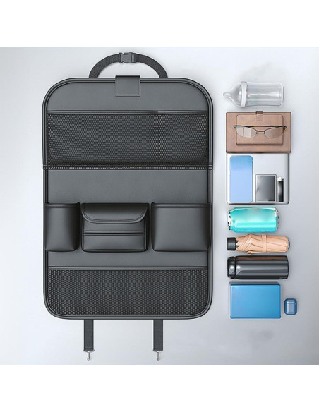 Organizador de Asiento Trasero Plegable Primst - Cuero Negro
