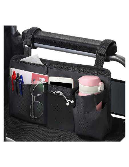 Bolsa Lateral para Silla de Ruedas CTWWFS con Soporte para Vaso