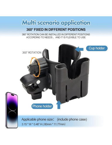 Soporte para Taza y Teléfono Genérico Ajustable para Carrito