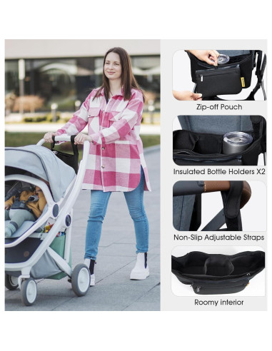 Organizador de Cochecito TRIPDAILY con Soporte de Vaso y Correas Antideslizantes