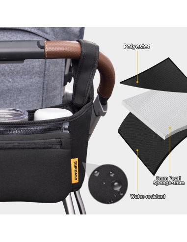 Organizador de Cochecito TRIPDAILY con Soporte de Vaso y Correas Antideslizantes