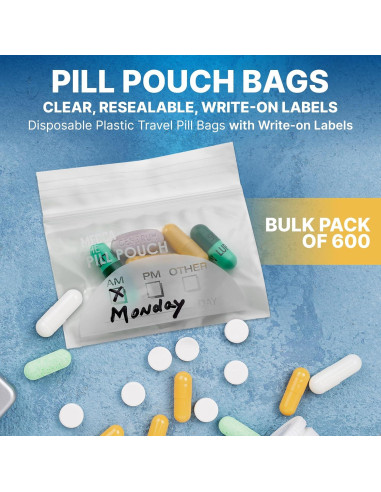 Bolsas de Pouch para Pastillas MEDca - 600 Unidades 7.6x6.9cm