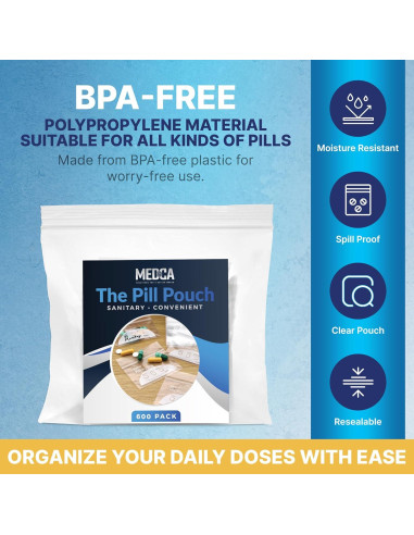 Bolsas de Pouch para Pastillas MEDca - 600 Unidades 7.6x6.9cm