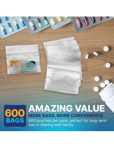 Bolsas de Pouch para Pastillas MEDca - 600 Unidades 7.6x6.9cm