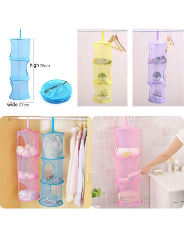 Cesta de Almacenamiento Colgante Gouccpu 3 Compartimentos Azul