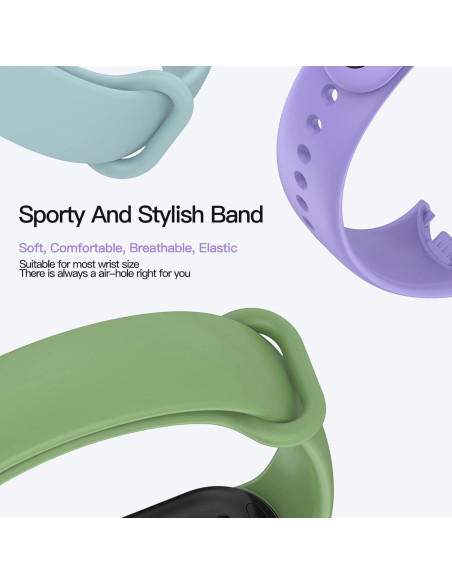 Correa AWINNER para Xiaomi Mi Band 8 Silicona Verde/Cian/Púrpura
