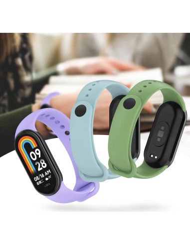 Correa AWINNER para Xiaomi Mi Band 8 Silicona Verde/Cian/Púrpura
