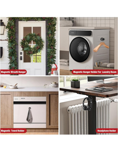 Ganchos Magnéticos TOP MAGNETS 3Pcs Soporte 68kg Negro