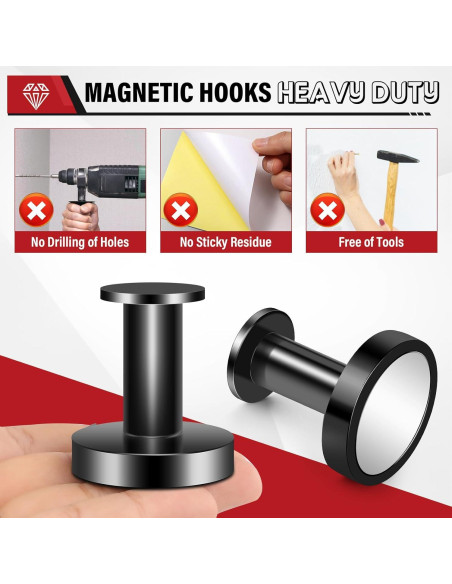 Ganchos Magnéticos TOP MAGNETS 3Pcs Soporte 68kg Negro