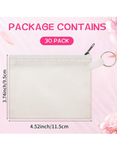 30 Bolsas de Maquillaje de Lona Frienda Blancas 11.5x9.5cm 2