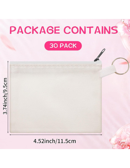 30 Bolsas de Maquillaje de Lona Frienda Blancas 11.5x9.5cm