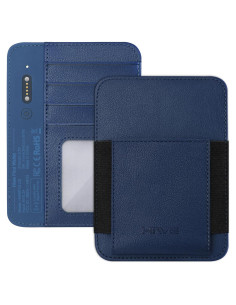 Soporte de Pasaporte HiWe Azul con Rastreador Find My y Bloqueo RFID