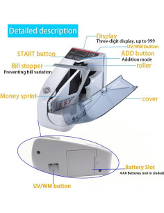 Contador de Dinero Portátil Cosdio CSD-001 con Luz UV 2