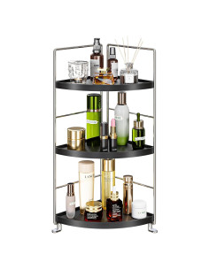 Organizador de Esquina de Baño KINGBERWI 3 Niveles Ajustable Negro