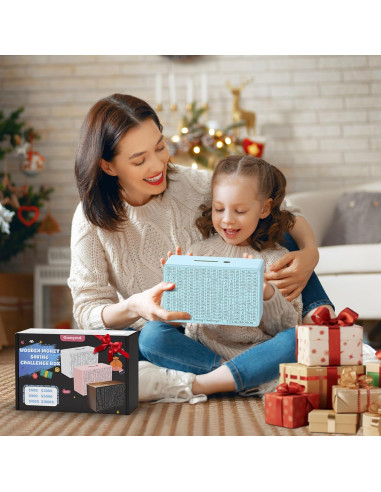 Caja de Ahorro de Dinero de Madera Gomyrod Azul 23x17x8 cm