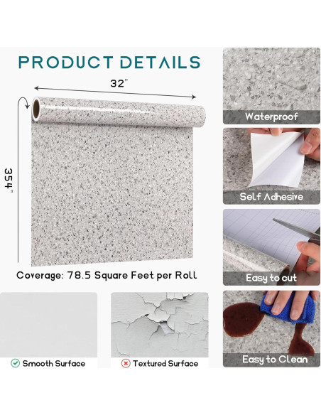 Papel Contacto VEELIKE Mármol Impermeable 81.3x900 cm Gris