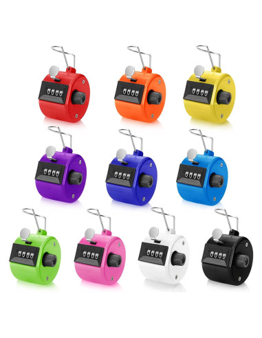 10 Piezas Contador Manual Tally PLUVAVA 4 Dígitos Multicolor
