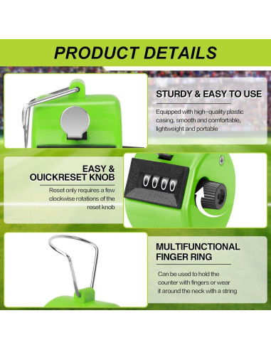 10 Piezas Contador Manual Tally PLUVAVA 4 Dígitos Multicolor