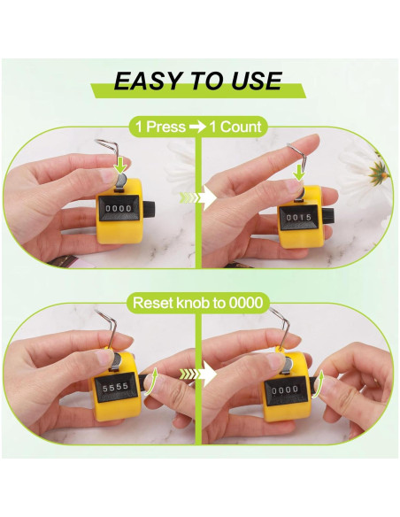 10 Piezas Contador Manual Tally PLUVAVA 4 Dígitos Multicolor