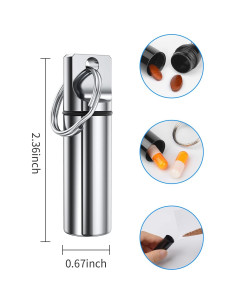 Llavero organizador de pastillas TecQach, aluminio a prueba de agua 2
