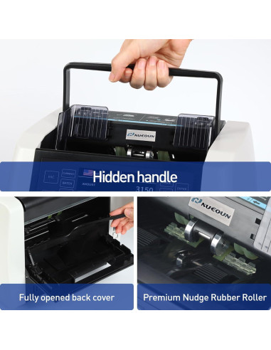 Contadora de Billetes NUCOUN VC-3 Blanca, Multi-Moneda, Detección Falsificaciones