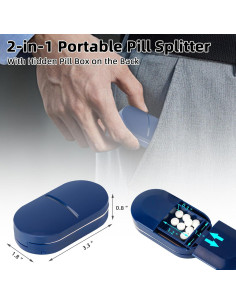 Cortador de Pastillas LEAFTOL 2-en-1 con Compartimento Azul 2