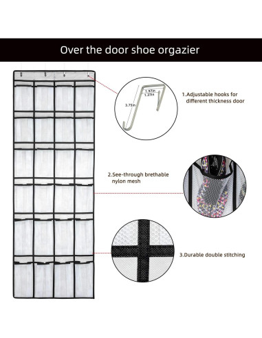Organizador de Zapatos Colgante SAVERHO 24 Bolsillos Blanco