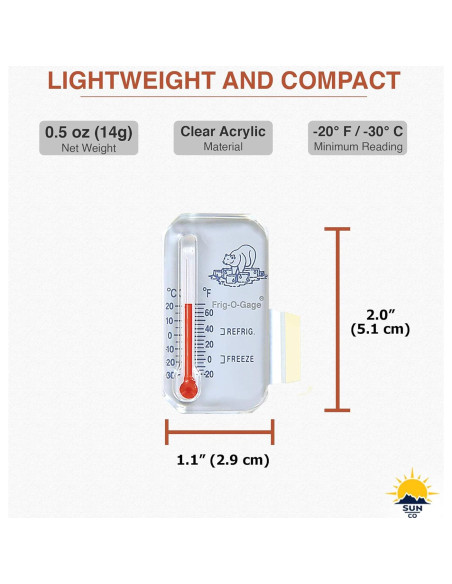 Termómetro Frig-o-Gage Sun Company - Refrigerador y Freezer Termómetro Frig-o-Gage Sun Company - Refrigerador y Freezer