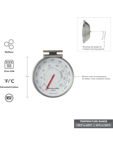 Termómetro de horno KitchenAid KQ903 3-en-1 acero inoxidable