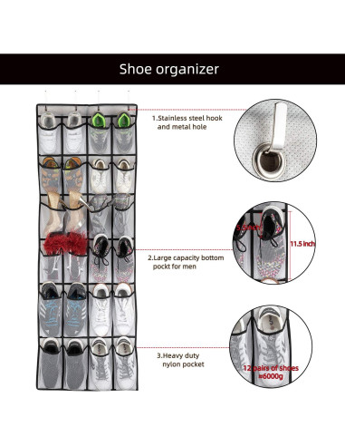 Organizador de Zapatos Colgante SAVERHO 24 Bolsillos Blanco