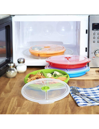 Contenedores de Almacenamiento de Alimentos AMBSS SYS - 3 Platos Divididos con Tapa Ventilada