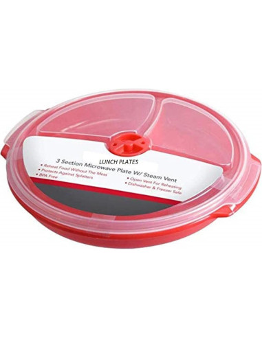 Contenedores de Almacenamiento de Alimentos AMBSS SYS - 3 Platos Divididos con Tapa Ventilada