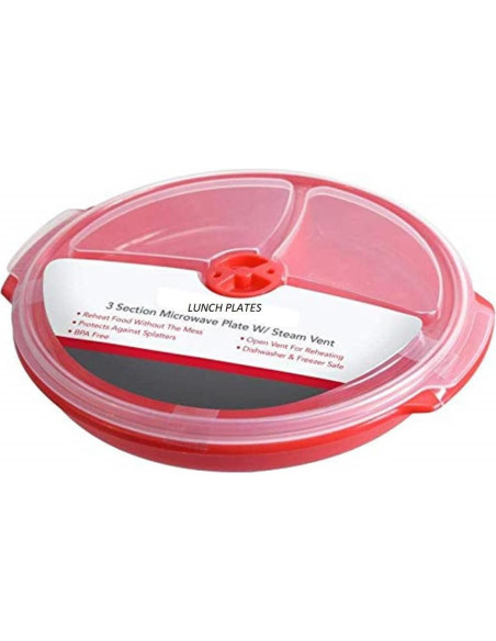 Contenedores de Almacenamiento de Alimentos AMBSS SYS - 3 Platos Divididos con Tapa Ventilada