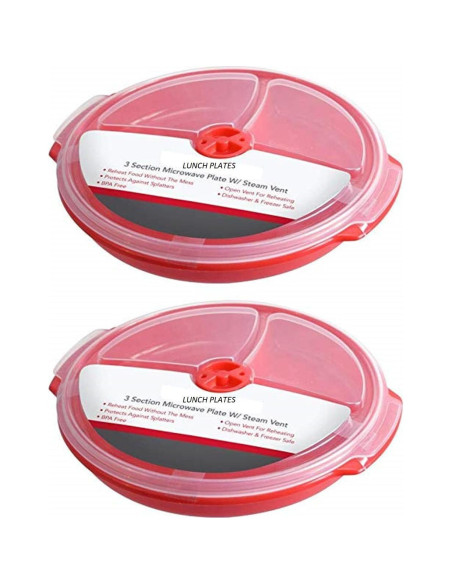 Contenedores de Almacenamiento de Alimentos AMBSS SYS - 3 Platos Divididos con Tapa Ventilada